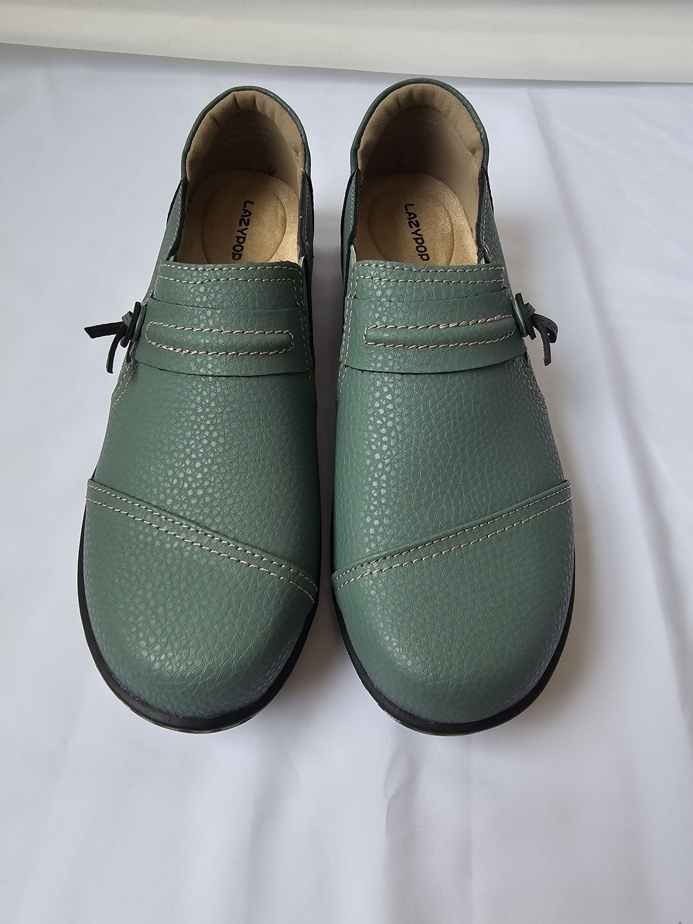 LAZYPOP Teal Green Leather Classic Comfort Loafers Slip-On Shoes - Women's Size - Picture 10 of 15